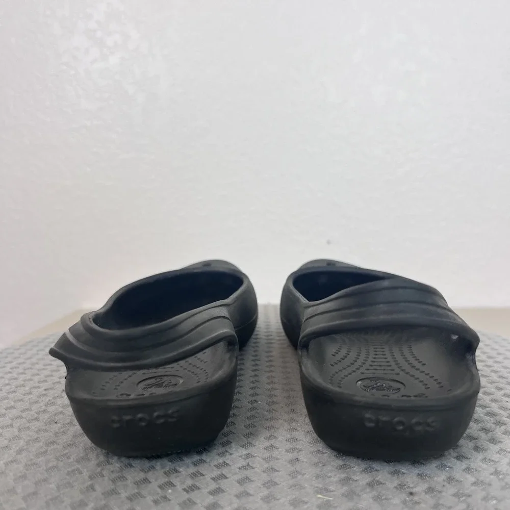Crocs Kadee Slingback Flats Womens 7 Black Slip On Comfort Shoes Ballet Y2K